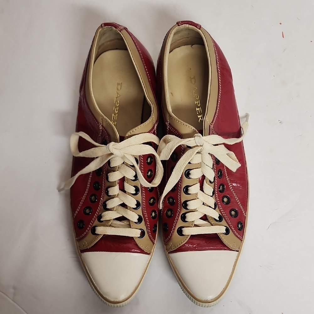 DAPPER Vintage RARE FIND, unique, pointed toe red & tan shoes. RETRO! 50's Sz 41